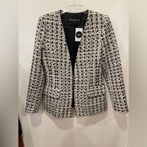 Sequins trim jacquard jacket and skirt set